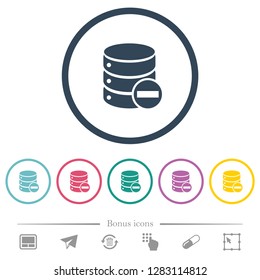 Remove from database flat color icons in round outlines. 6 bonus icons included.