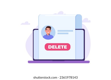 Remove or delete the social account or profile concept. Flat Vector illustrations for banner, website, landing page, flyer.