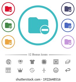 Eliminar los iconos de color plano del directorio en contornos de forma circular. 12 íconos adicionales incluidos.