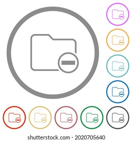 Remove directory flat color icons in round outlines on white background