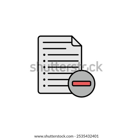 Remove document colored vector icon on white background