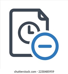 Remove document icon. File minus icon. Vector and glyph