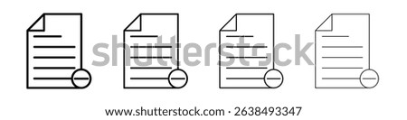 Remove document icon Outline sign symbol set