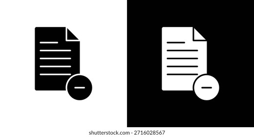 Remove document icon, silhouette pictogram. black icon set