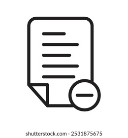 Remove document icon Simple thin outline