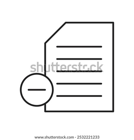 Remove document icon. simple thin line icon.