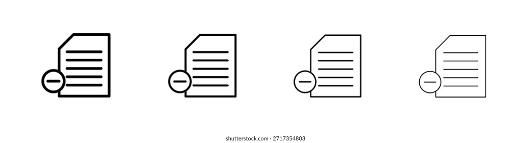 Remove document icon symbol pictogram set