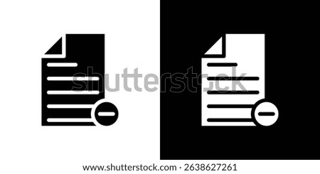Remove document icon Vector in flat style. Collection silhouettes