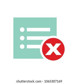 Remove document icon - vector document illustration with Remove mark