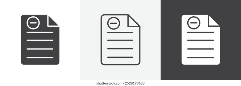 Remover o ícone do documento.Moderna ilustração vetorial linear plana moderna na moda sobre fundo branco.