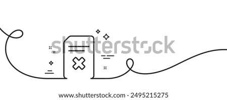 Remove Document line icon. Continuous one line with curl. Delete Information File sign. Paper page concept symbol. Delete file single outline ribbon. Loop curve pattern. Vector