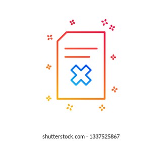 Remove Document line icon. Delete Information File sign. Paper page concept symbol. Gradient design elements. Linear delete file icon. Random shapes. Vector