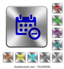 Remove event from calendar engraved icons on rounded square glossy steel buttons