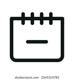 Ícone Remover interface do usuário do evento, calendário menos símbolo de vetor de interface do usuário de linha simples