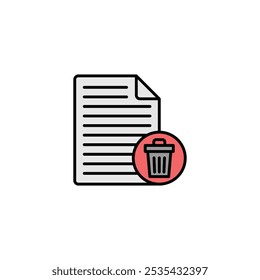 Remove file colored vector icon on white background