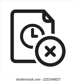Remove file icon, clock file Remove. Vector and glyph