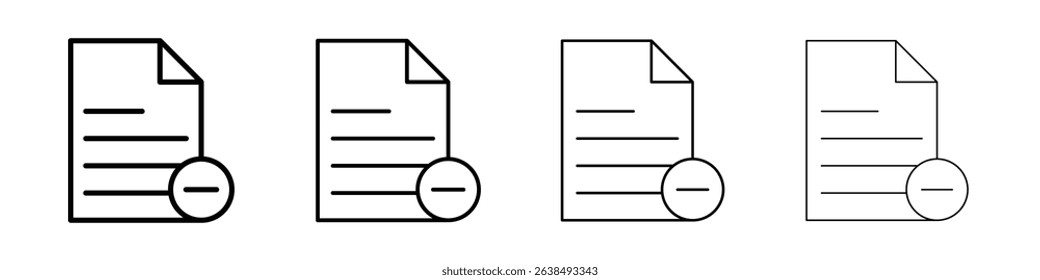 Remove file icon Outline sign symbol set