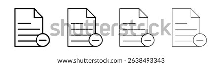 Remove file icon Outline sign symbol set