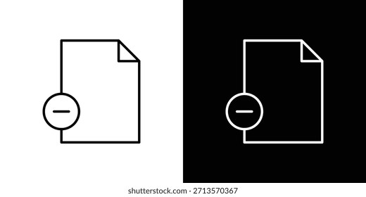 Remove file icon pictogram on White Background Editable Stroke.