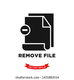remove file icon in trendy flat style, file icon, document vector icon 