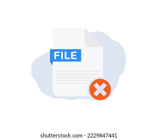 Remove file icon in trendy flat style logo design. Delete files or delete documents process. Delete file. Cleaning digital memory. Removing folder with document to waste vector design and illustration