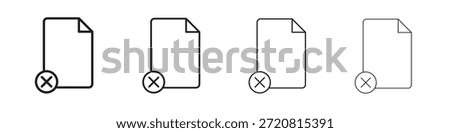 Remove file icons outline black vector design. Line with editable stroke.