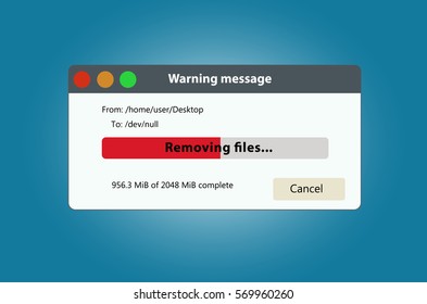 Remove Files And Data Progress Bar. Isolated On White Background. It Can Be Used To Illustrate The Delete Or Loss Of Data.