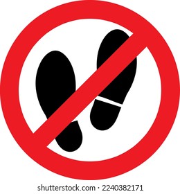 Remove footwear warning sign board. Shoes, sandals and slippers not allowed..eps
