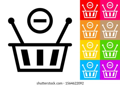 Remove form Shopping Basket. Line Icon With Different Color Background.
