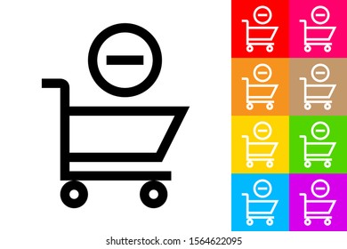 Remove form Shopping Cart. Line Icon With Different Color Background.