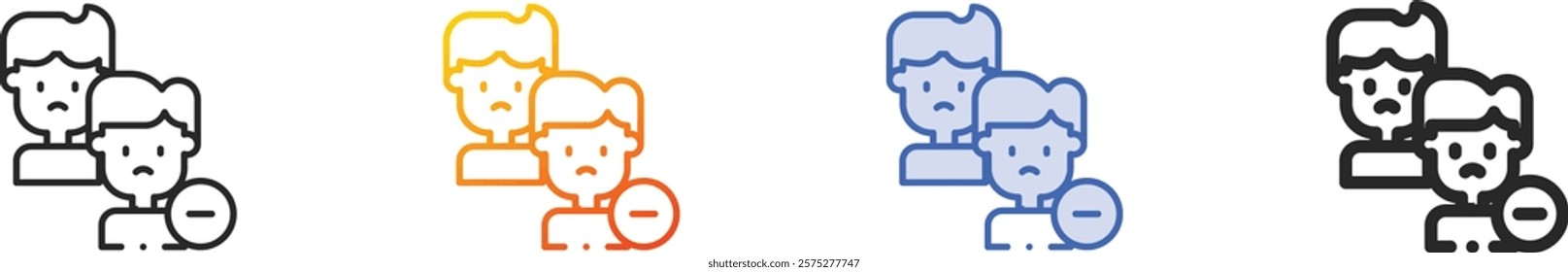 remove friend icon.Thin Linear, Gradient, Blue Stroke and bold Style Design Isolated On White Background