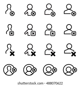 Remove friend or user icon set. Vector illustration.