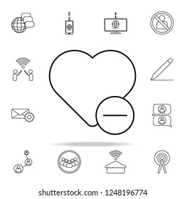 remove heart icon. sosial media network icons universal set for web and mobile