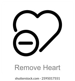 Remove Heart and love icon concept
