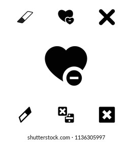 Remove icon. collection of 7 remove filled icons such as cancel, eraser. editable remove icons for web and mobile.