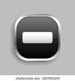 remove icon design. Glossy Button style rounded rectangle isolated on gray background.. Vector illustration