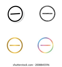 remove icon. remove item. Mines or negative symbol black, golden and color vector set