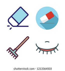 remove icon set. vector set about eyelash, eraser and rake icons set.