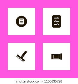 remove icons. carpet, filter and rake vector icons set