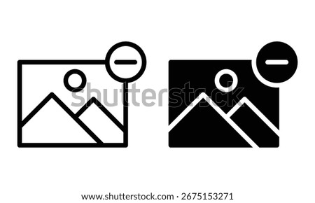 Remove image icon with outline and glyph style.