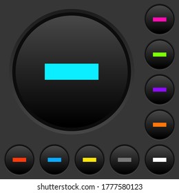 Remove item dark push buttons with vivid color icons on dark grey background