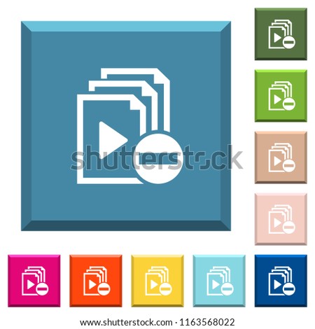 Remove item from playlist white icons on edged square buttons in various trendy colors