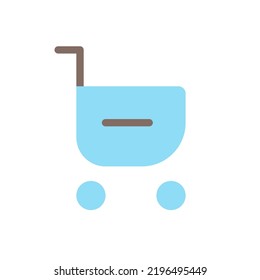 Remove item from shopping cart flat color ui icon. Delete purchase request. Online marketplace. Simple filled element for mobile app. Colorful solid pictogram. Vector isolated RGB illustration