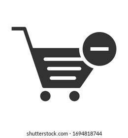 Remove item from shopping cart vector icon on white background