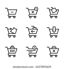 Remove Items from Cart Icons Set. Set of E-commerce Shopping Cart Icons
