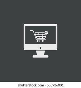 Remove items from shopping cart icon isolated on black background