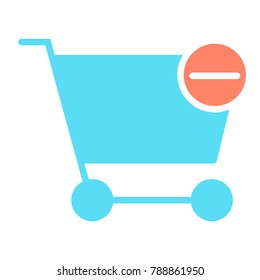 Remove Items Shopping Cart Pixel Perfect Vector Silhouette Icon 48x48 Ready for 24x24 Grid for Web Graphics and Apps with Editable Stroke. Simple Minimal Pictogram