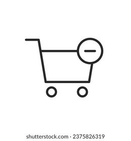 Eliminar artículos del carro de la compra. Icono de vector simple.