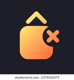 Remove jump animation effect orange solid gradient ui icon for dark theme. Delete vertical movement. Filled pixel perfect symbol on black space. Modern glyph pictogram for web. Isolated vector image