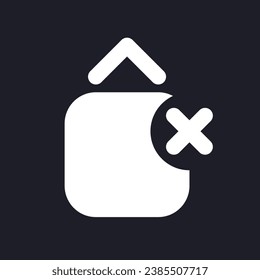 Remove jump animation effect white pixel perfect solid ui icon. Delete vertical movement. Silhouette symbol for dark mode. Glyph pictogram on black space for web, mobile. Vector isolated image